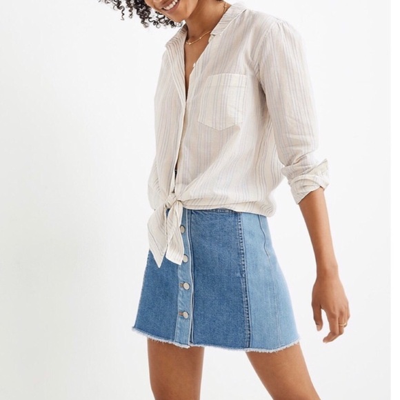 Madewell Tops - Madewell Tie Front Striped Shirt Long Sleeve XS